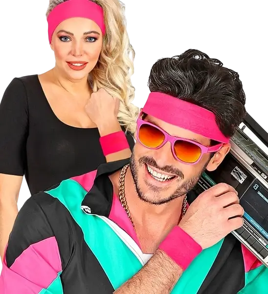 Paar neonpinkfarbene Manschetten