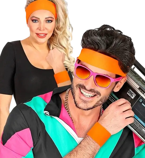 Paar neonorangefarbene Bündchen