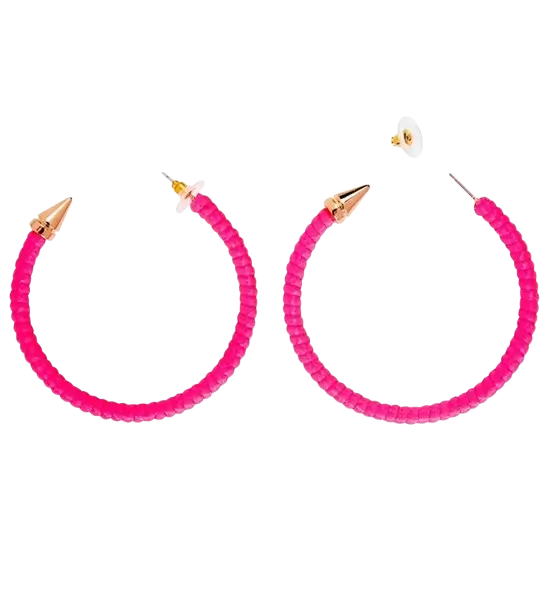 Creolen-Ohrringe in Neonpink