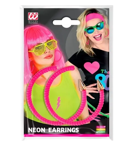 Creolen-Ohrringe in Neonpink