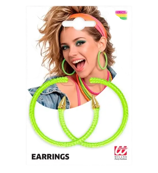 Creolen-Ohrringe in Neongrün