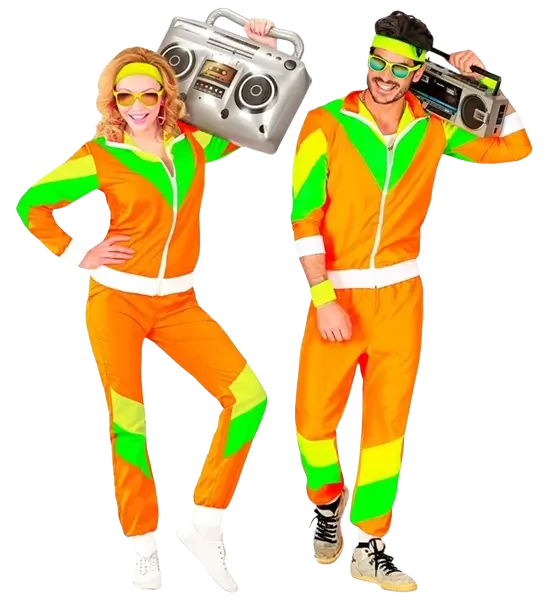 80er Jahre Overall orange - L