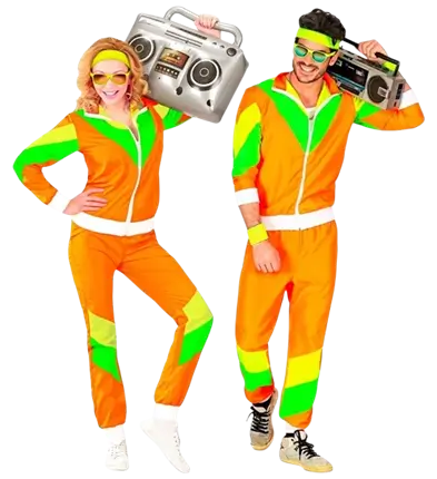80er Jahre Overall orange - L