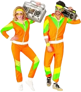 80er Jahre Overall orange - XL