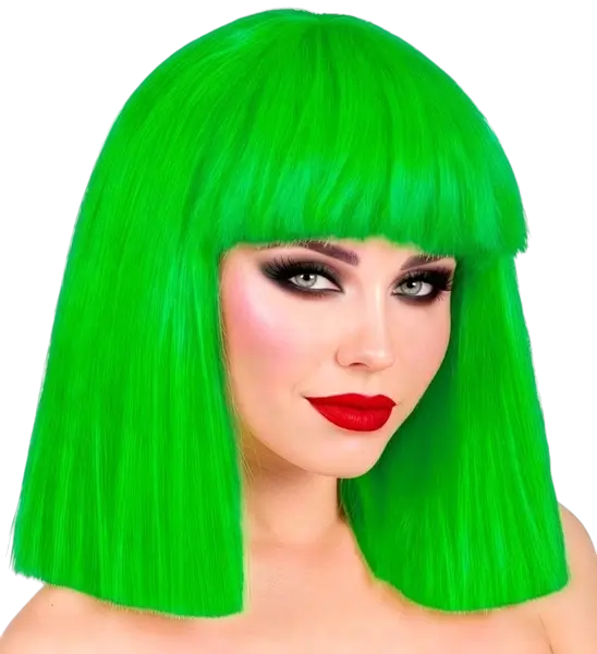Neongrüne Perücke mit Pony