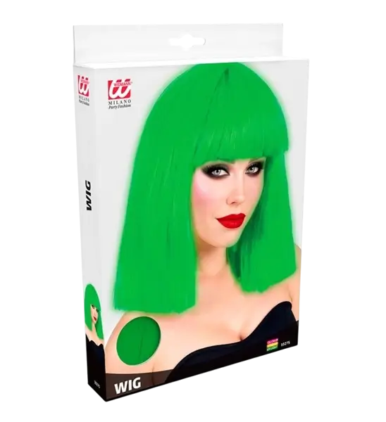Neongrüne Perücke mit Pony