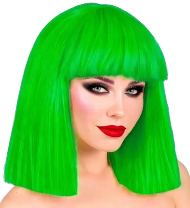 Neongrüne Perücke mit Pony