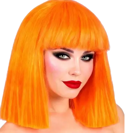 Neonorange Showgirl-Perücke