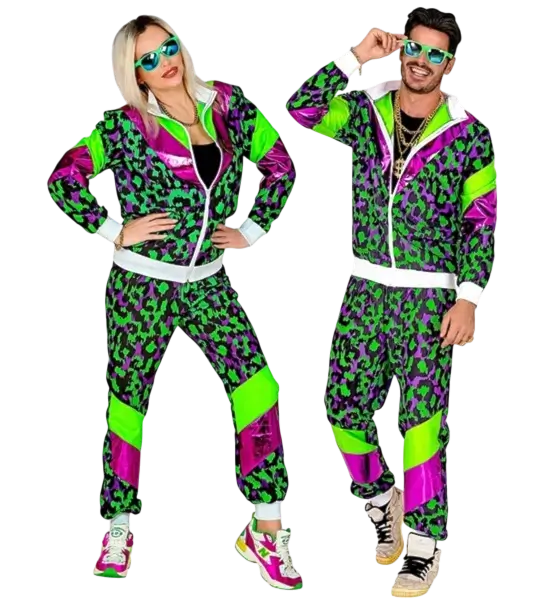Fluo Trainingsanzug 80er Jahre Party Tier - L