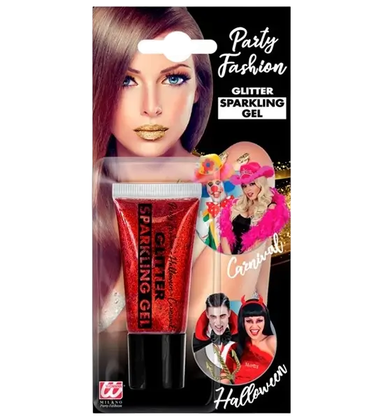 Rotes Glitzergel für Körper und Gesicht