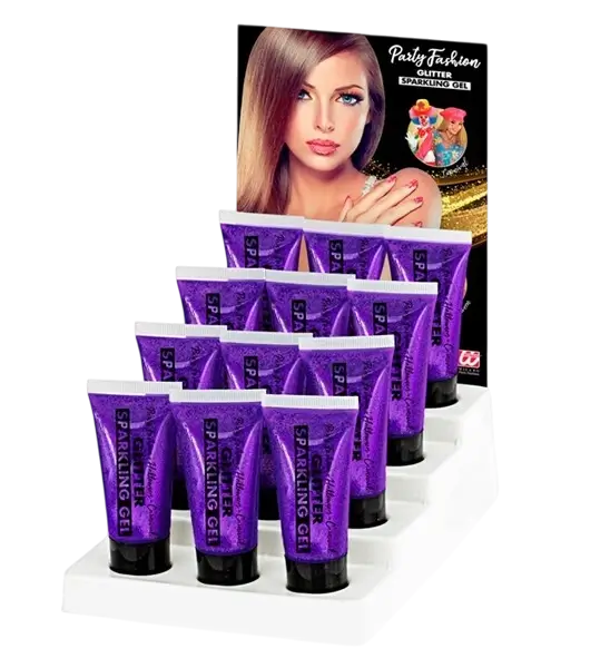 Violettes Glitzergel für Körper und Gesicht