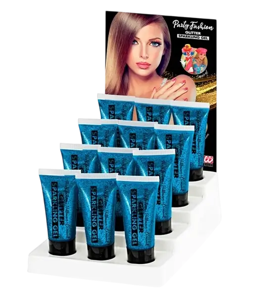 Blaues Glitzergel für Körper und Gesicht