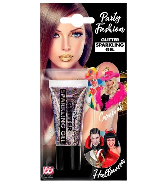 Mehrfarbiges Glitzergel für Körper und Gesicht