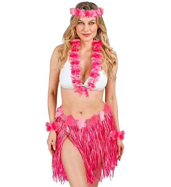 Hawaiianisches Kostümset rosa