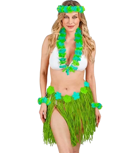 Hawaiianisches Kostümset grün
