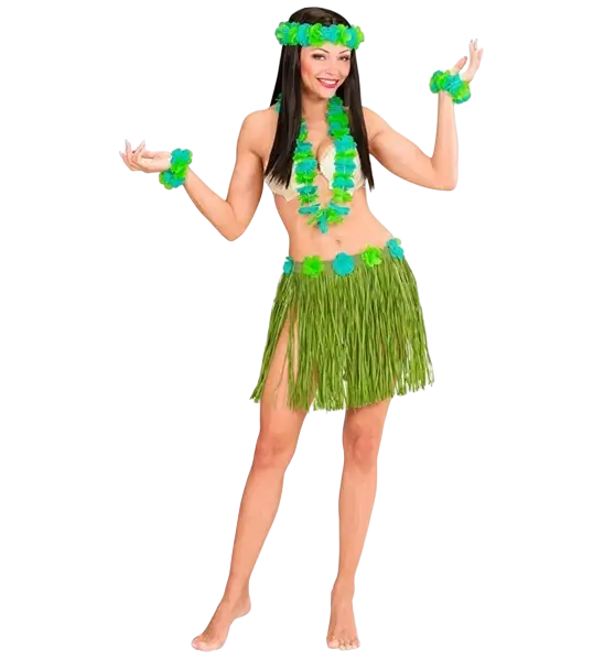 Hawaiianisches Kostümset grün