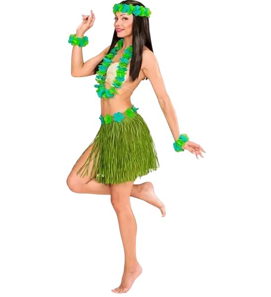 Hawaiianisches Kostümset grün