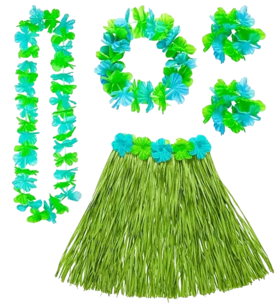 Hawaiianisches Kostümset grün