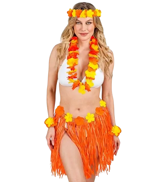 Hawaiianisches Kostümset orange