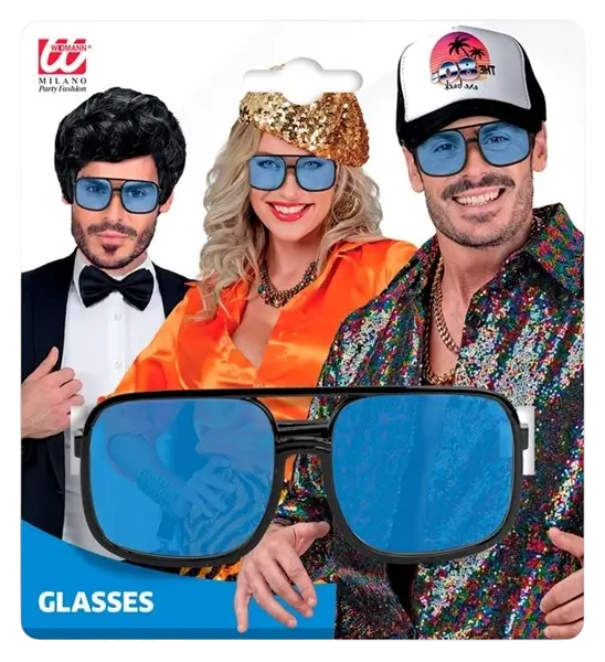 90er Jahre Brille - Blaue Gläser