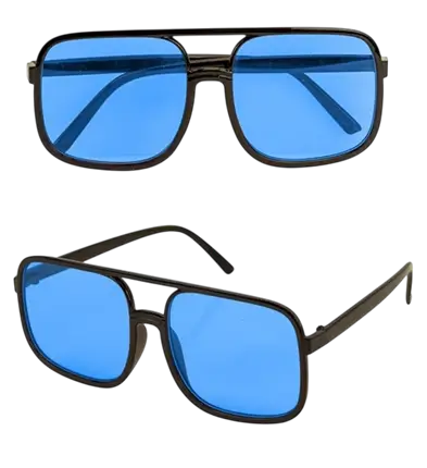 90er Jahre Brille - Blaue Gläser