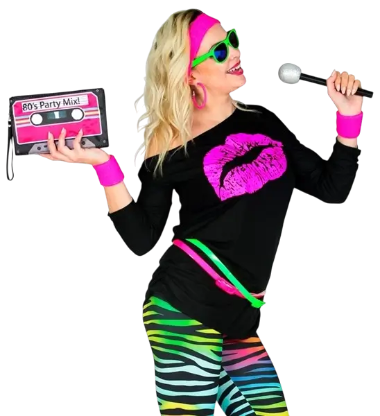 80er Jahre Lippen T-Shirt - S/M