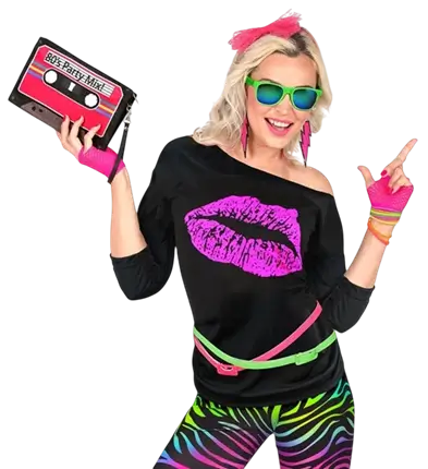80er Jahre Lippen T-Shirt - S/M