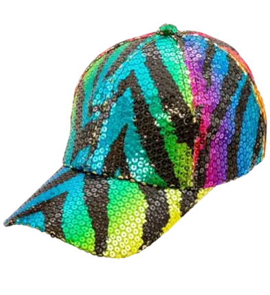 Mütze mit Pailletten, buntes Tigermuster