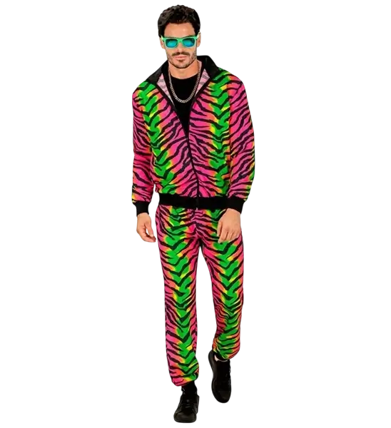 Overall mit neonfarbenem Zebramuster - S