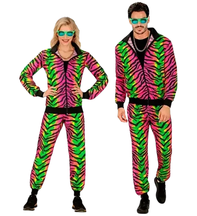 Overall mit neonfarbenem Zebramuster - S
