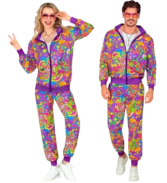 Fluo Hippie Flower Power Overall - S