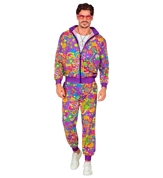 Fluo Hippie Flower Power Overall - M