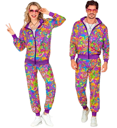Fluo Hippie Flower Power Overall - M