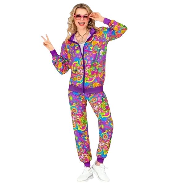 Fluo Hippie Flower Power Overall - L