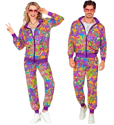Fluo Hippie Flower Power Overall - L