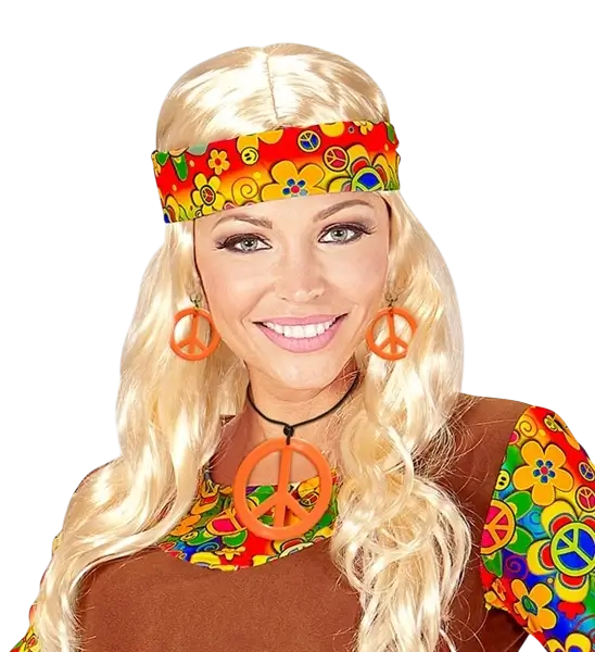 Ohrringe & Halskette im Hippie-Look in Neonorange