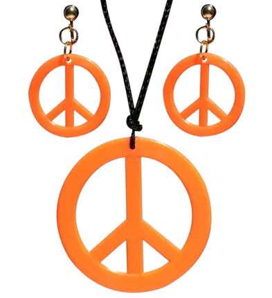 Ohrringe & Halskette im Hippie-Look in Neonorange