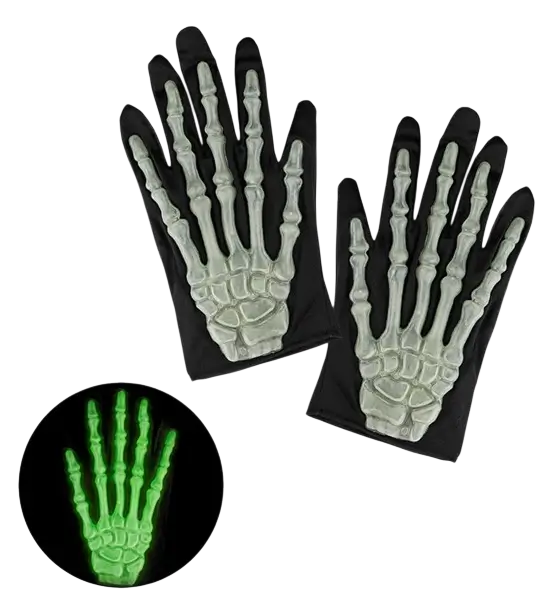 Paar Handschuhe phosphoreszierend Skelett