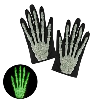Paar Handschuhe phosphoreszierend Skelett