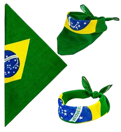 Brasilien-Bandana 55 cm aus Baumwolle - Fußballfans und Kostüme
