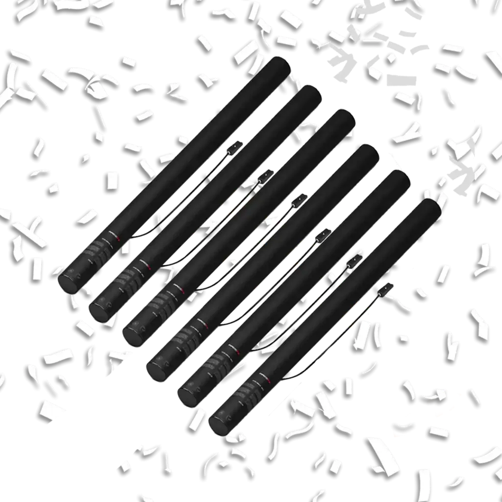 6er-Set elektrische Konfetti-Kanonen, 80 cm – Weiß
