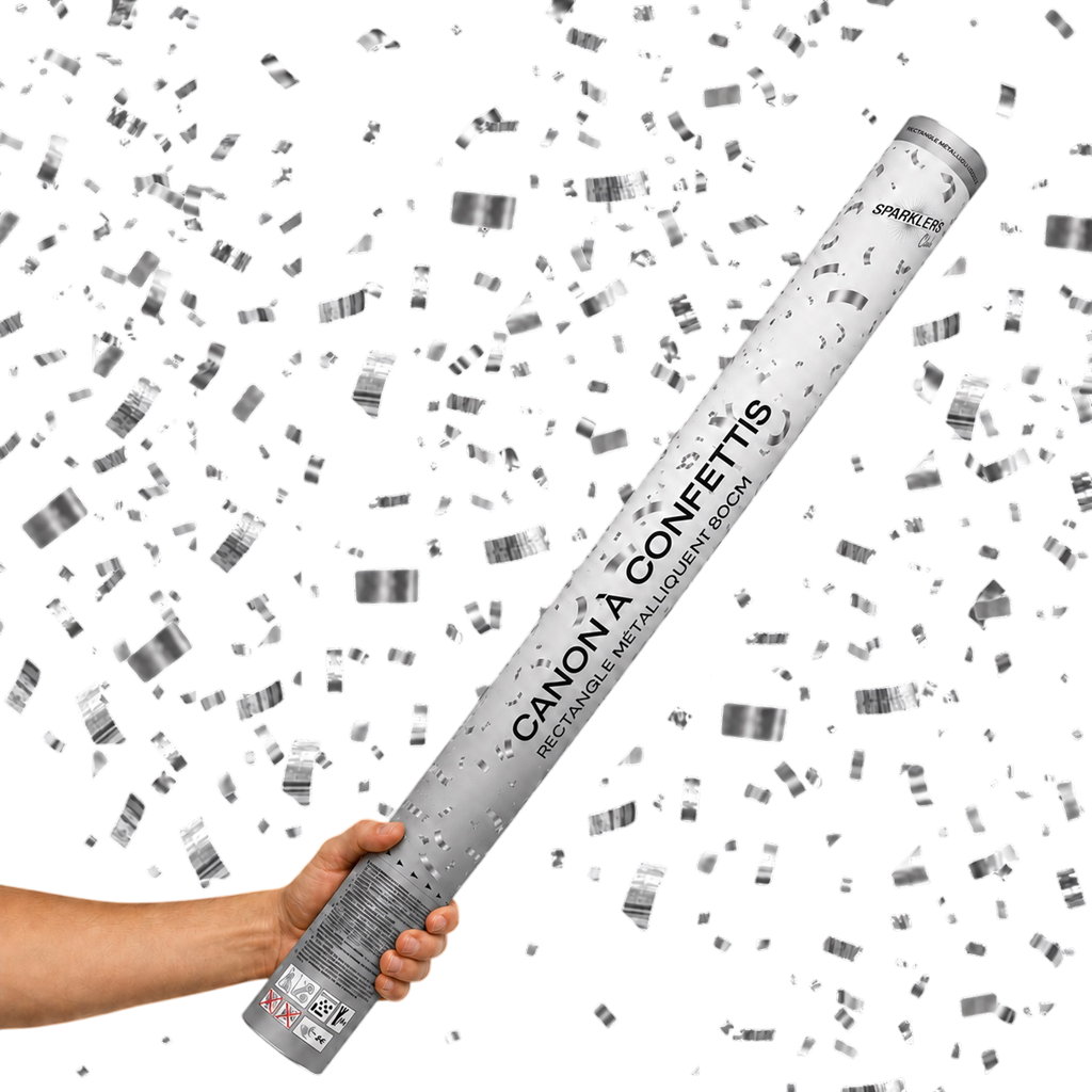 2er-Set Konfetti-Kanonen, 80 cm, silber
