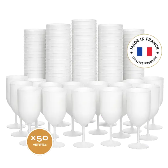 50er-Set Ecocup-Weingläser mit Frost-Effekt, 12 cl (18 cl randvoll), wiederverwendbar – für Wein, Verkostung, Aperitif
