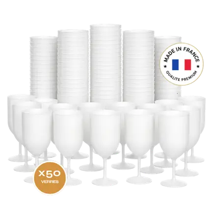 50er-Set Ecocup-Weingläser mit Frost-Effekt, 12 cl (18 cl randvoll), wiederverwendbar – für Wein, Verkostung, Aperitif