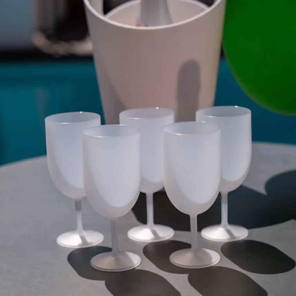 20er-Set Ecocup-Weingläser mit Frost-Effekt, 12 cl (18 cl randvoll), wiederverwendbar – für Wein, Verkostung, Aperitif