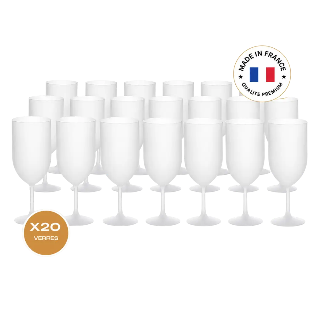 20er-Set Ecocup-Weingläser mit Frost-Effekt, 12 cl (18 cl randvoll), wiederverwendbar – für Wein, Verkostung, Aperitif