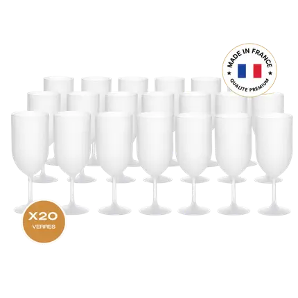 20er-Set Ecocup-Weingläser mit Frost-Effekt, 12 cl (18 cl randvoll), wiederverwendbar – für Wein, Verkostung, Aperitif