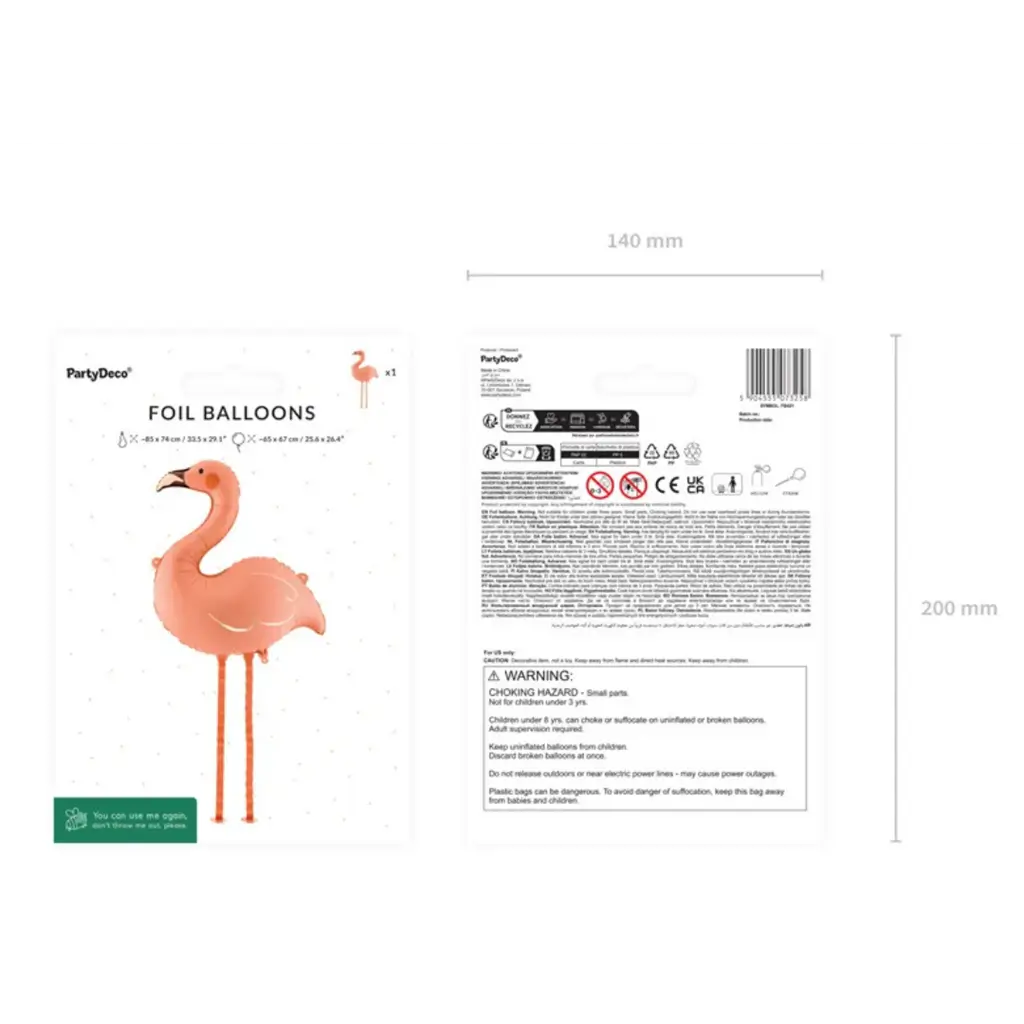 Aluminium-Luftballon „Flamingo“ in Korallenrot, 65 x 67 cm – Heliumballon zum Aufstellen