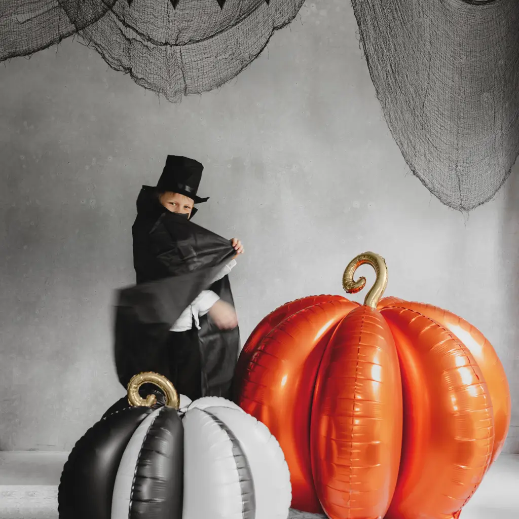 Riesiger 3D-Kürbis-Ballon aus Aluminium, 90 x 90 cm – Halloween-Dekoration
