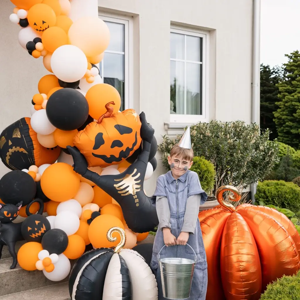 Riesiger 3D-Kürbis-Ballon aus Aluminium, 90 x 90 cm – Halloween-Dekoration